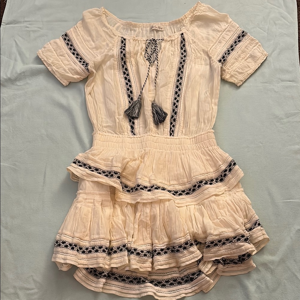Loveshackfancy Cream And Black Ruffle Dress